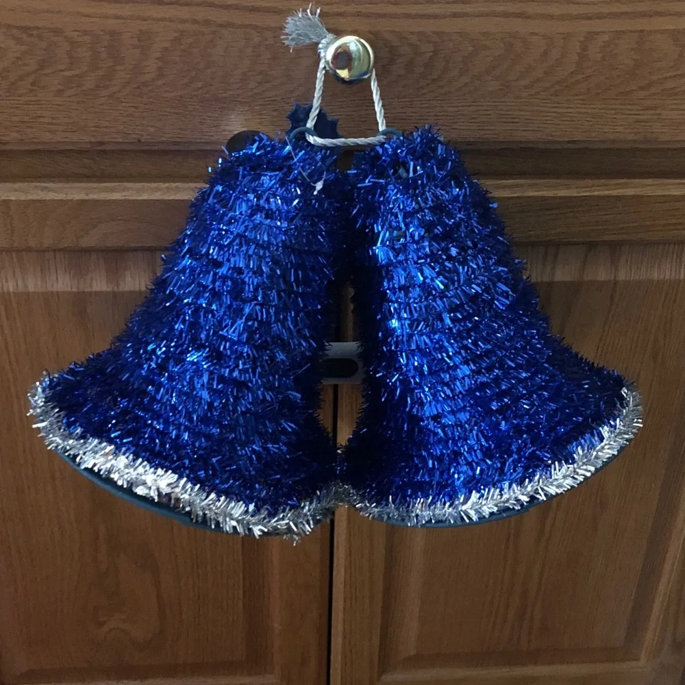 Decorative Holiday Bells with Silver Trim